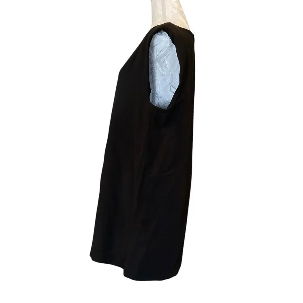 Zara Black Structured Shoulder Pad Sleeveless Shift Mini Dress Large